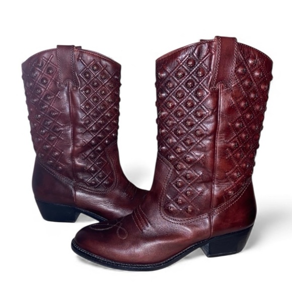 Lucky Brand Shoes - LUCKY BRAND ”Madonna” Western Boots Gen Leather Cowboy Boots Brown/Red Size 9M